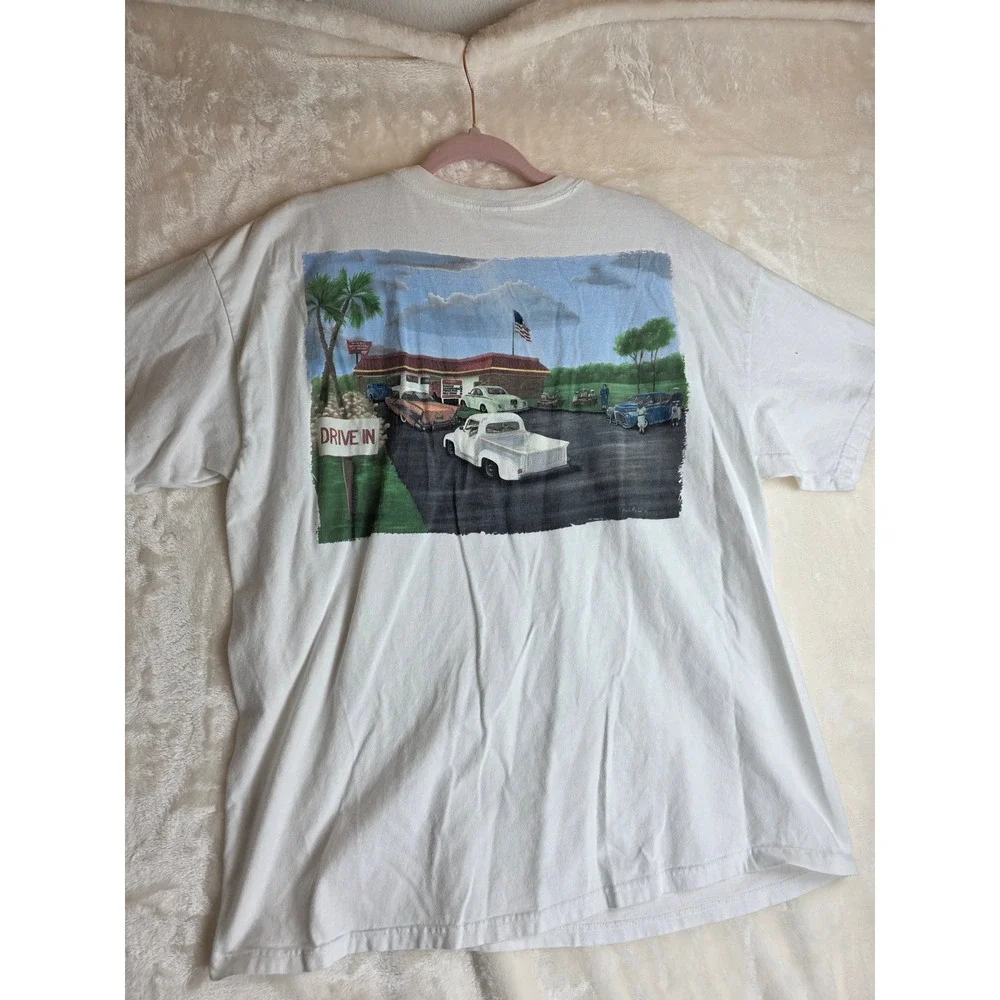 In N Out Burger Mens White Graphic T Shirt Retro Drive-In Scene‎ Graphic Tee - Picture 5 of 5